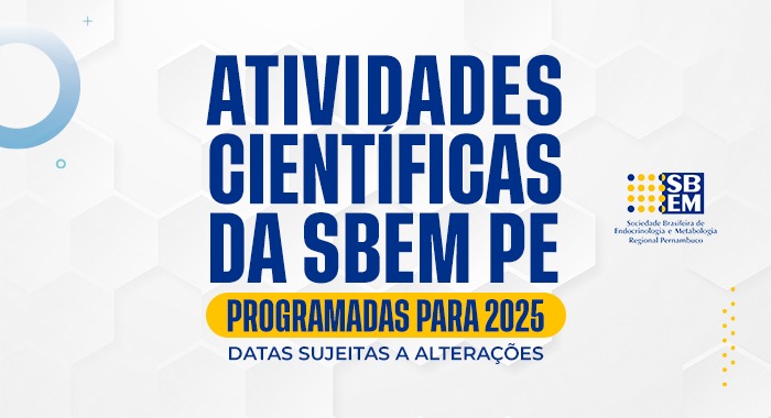 Calendário de atividades da SBEM PE em 2025